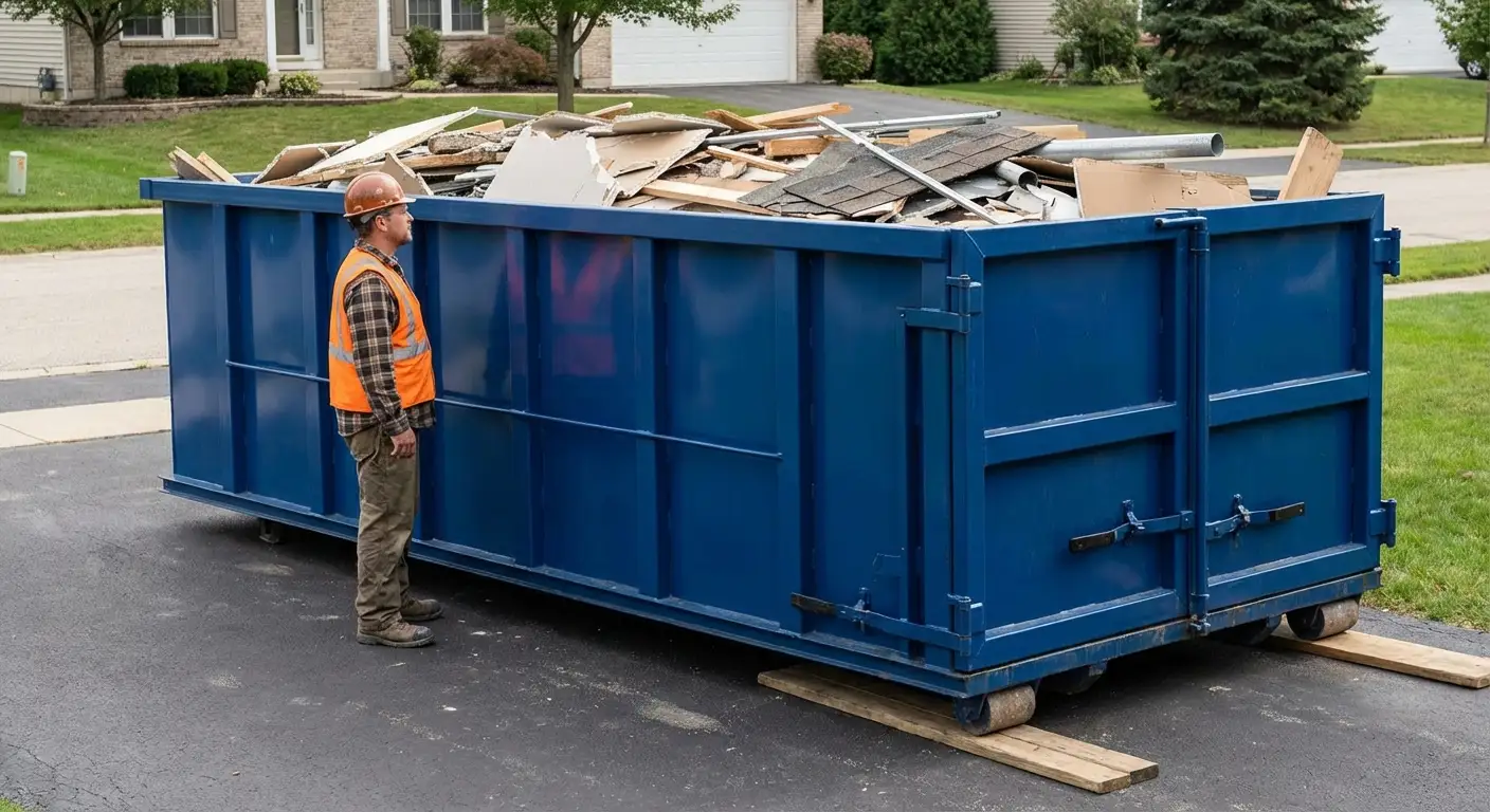 Dumpster loaded correctly to avoid overage fees in Fort Worth, TX