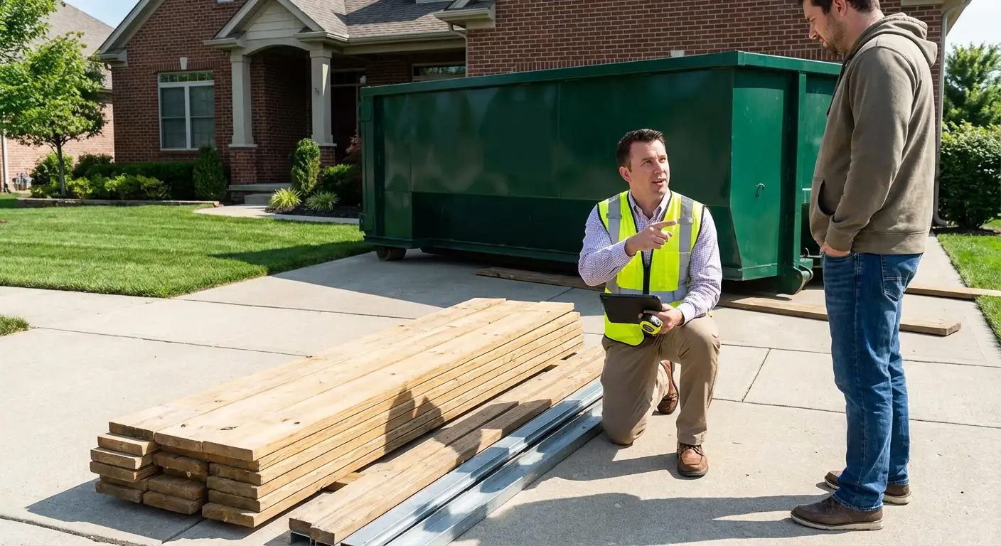 Dumpster rental delivery truck in Fort Worth
