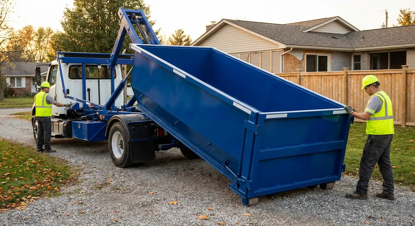 Roll-off dumpster rental delivery truck in Fort Worth, TX
