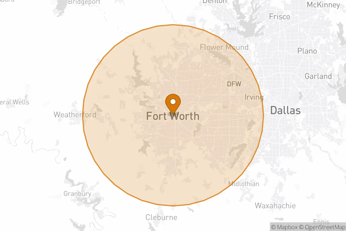 service area service area map in Fort Worth, TX
