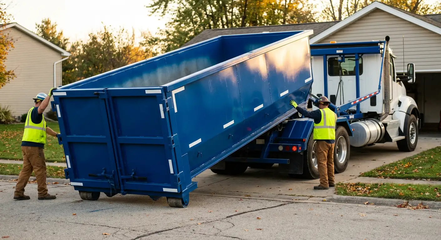 Roll-off dumpster delivery truck in Fort Worth, TX